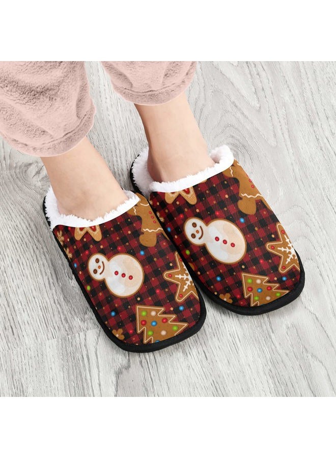 Dussdil Christmas Gingerbread Cookies House Slippers Tree Snowman Home Spa Slippers Memory Foam Closed Toe Slipper Non Slip for Hotel Bedroom Travel Shoes Women Men M - Image 2