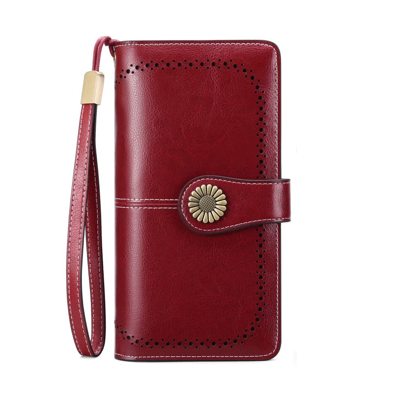 SENDEFN Wallets for Women Leather Credit Card Holder with RFID Blocking Large Capacity Wristlet