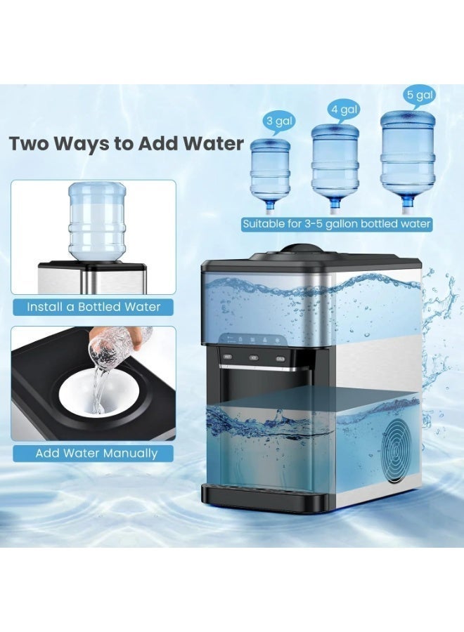 Cool Baby 3-in-1 Countertop Water Dispenser with Ice Maker, Hot & Cold, Stainless Steel, 460W, Round Ice, Dual Water Intake - Image 3