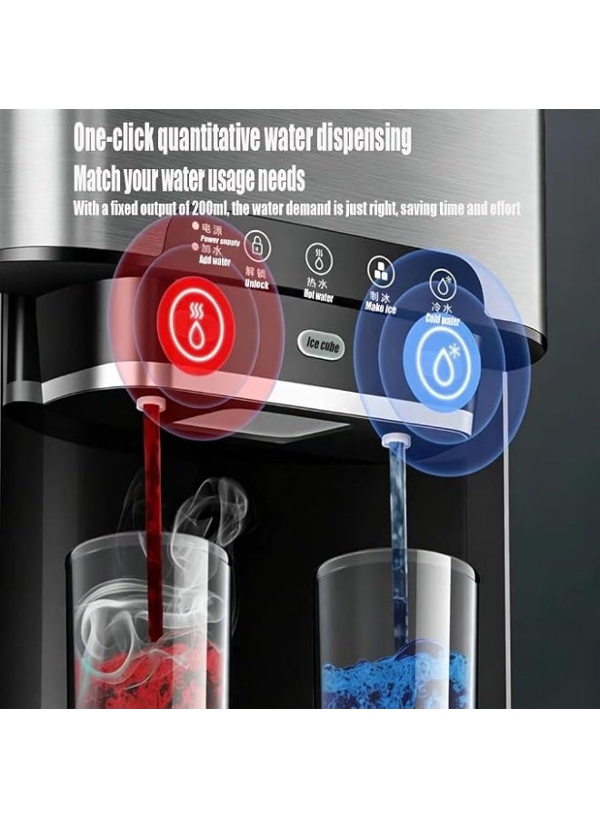 Cool Baby 3-in-1 Countertop Water Dispenser with Ice Maker, Hot & Cold, Stainless Steel, 460W, Round Ice, Dual Water Intake - Image 5