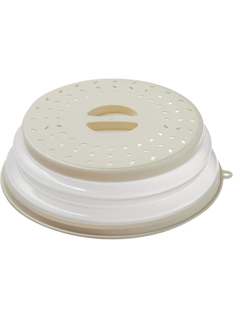 HOMESTAR Foldable Microwave Splatter Cover - Multi-Function Anti-Splash Foldable Lid, High-Transparency TPR Material, Oil-Resistant Splatter Guard Foldable White Heating Cover, Vented & Dishwasher Safe – Doubles as Fruit Drainer Basket & Colander – Kitchen Gadget for Meal Prep & Reheating, 27 cm - Image 1