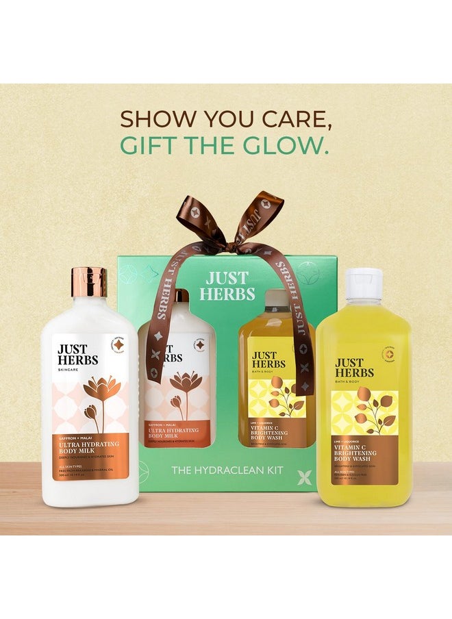 Just Herbs Saffron Malai Body Milk And Charcoal Body Wash Detox & Hydrate Hydraclean Kit For For Men And Women Combo Gift Set (2 X 300Ml)  - Image 2