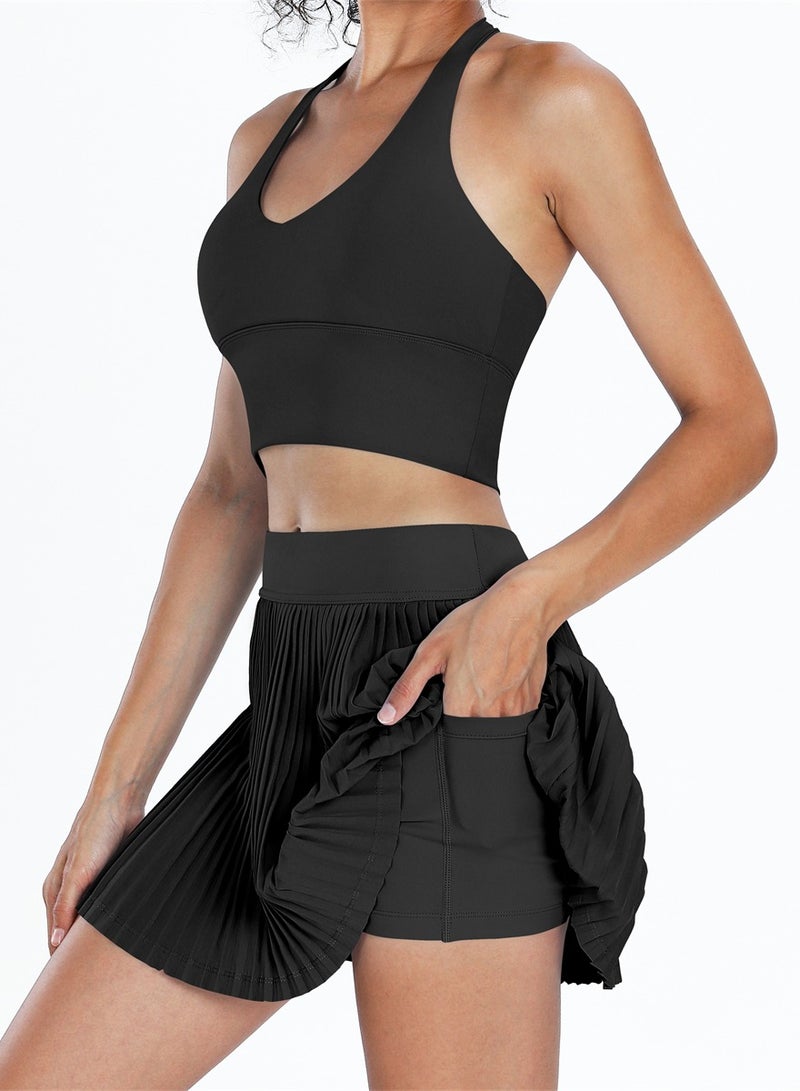 General 2PCS Yoga Set Gym Tracksuits Women Sport Bra Short Skirt with Pocket Sportwear Tennis Suits Workout Clothing Outfits  - Image 1