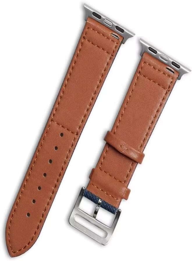 Next Next Store Fabric Watch Bands Compatible For IWatch Strap 42mm 44mm 45mm 49mm Smart Watch Brown Handmade Leather & Jeans Wrist Strap
