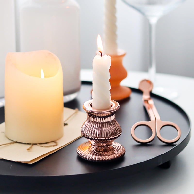 WDHODEC Pink Gold Candlestick Holders 12PCS Glass Taper Candle Holders for Table Centerpiece Colorful Candle Sticks for Spring Wedding, Party and Festival Decoration - Image 4