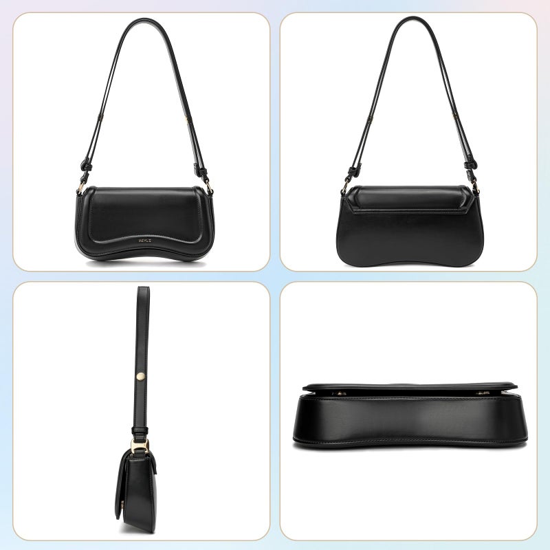 Keyli Shoulder Bag for Women mini Crossbody Purses Retro Classic Handbag Waterproof Vegan Leather Clutch Tote Hobo Purse Designer Bags with Adjustable Strap Black - Image 5