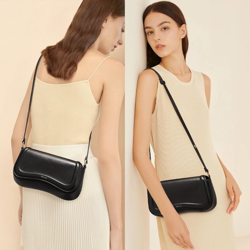 Keyli Shoulder Bag for Women mini Crossbody Purses Retro Classic Handbag Waterproof Vegan Leather Clutch Tote Hobo Purse Designer Bags with Adjustable Strap Black - Image 2