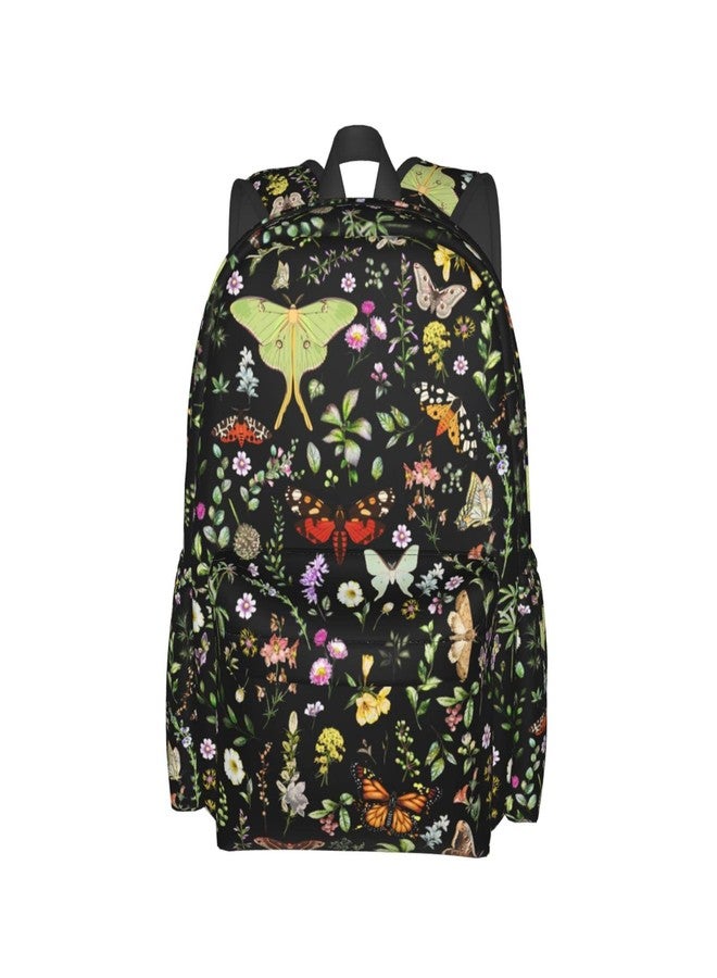 MOLIAN Butterflies Moths Flower Stylish Backpack With Adjustable Padded Shoulder Straps Daypacks For College Travel One Size - Image 1