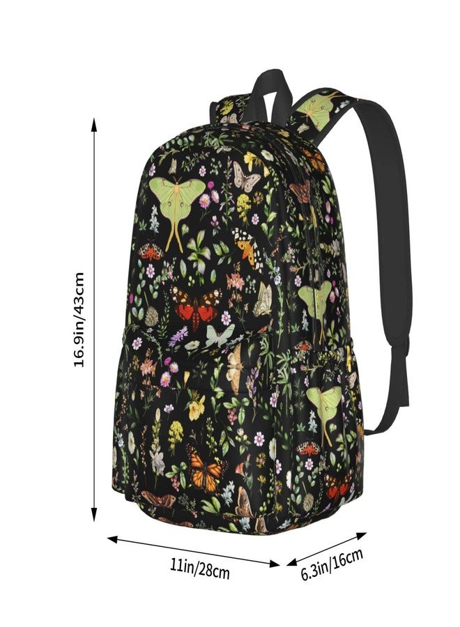 MOLIAN Butterflies Moths Flower Stylish Backpack With Adjustable Padded Shoulder Straps Daypacks For College Travel One Size - Image 2