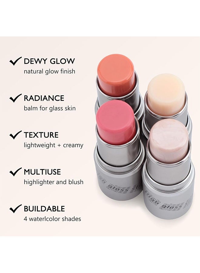 Kaxier Champagne Highlighter Stick, Sheer Shimmer Glow Face Highlighter, Radiance Balm for Glass Skin, Lightweight Creamy Multiuse Makeup Stick, Buildable Watercolor Makeup Balm #102 - Image 4