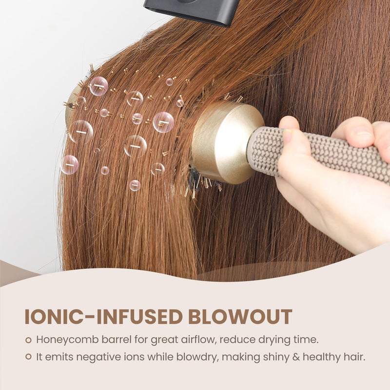 AIMIKE Round Brush for Blow Out, Medium Round Hair Brush Nano Thermal Ceramic & Ionic Tech, for Blow Drying & Styling, Curling and Shine - 2.9 inch Barrel w/Boar Bristles - Image 4