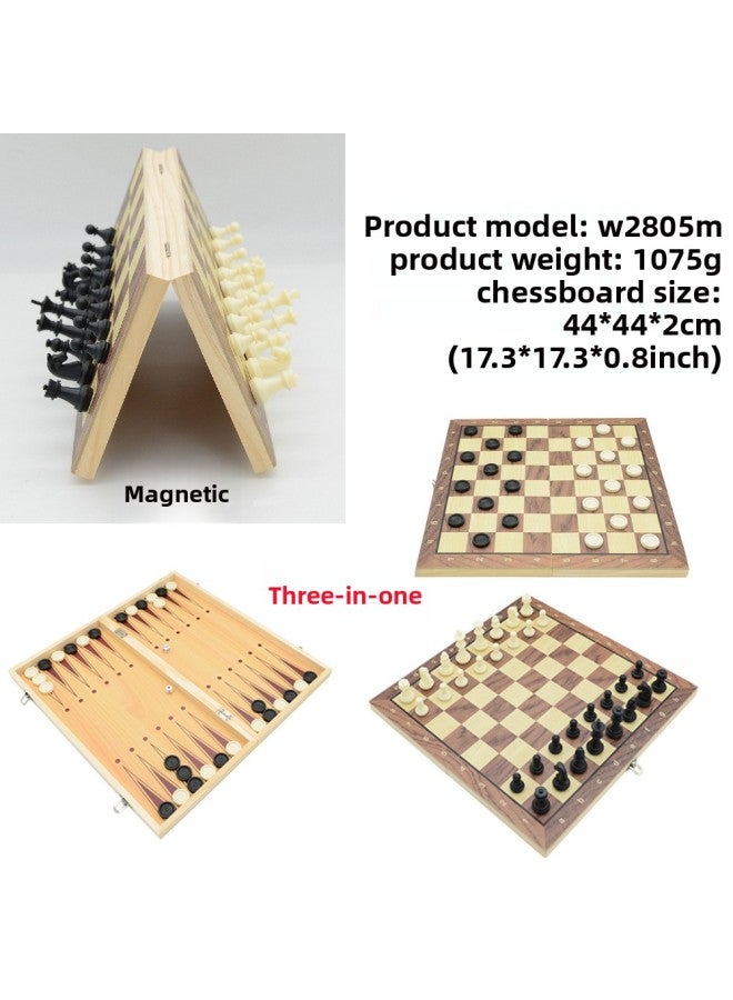 شطرنج خشبي متعدد الوظائف، قطع شطرنج بلاستيكية ثلاثية في واحدة، ألعاب لوحية مغناطيسية قوية، ألعاب تعليمية ترفيهية