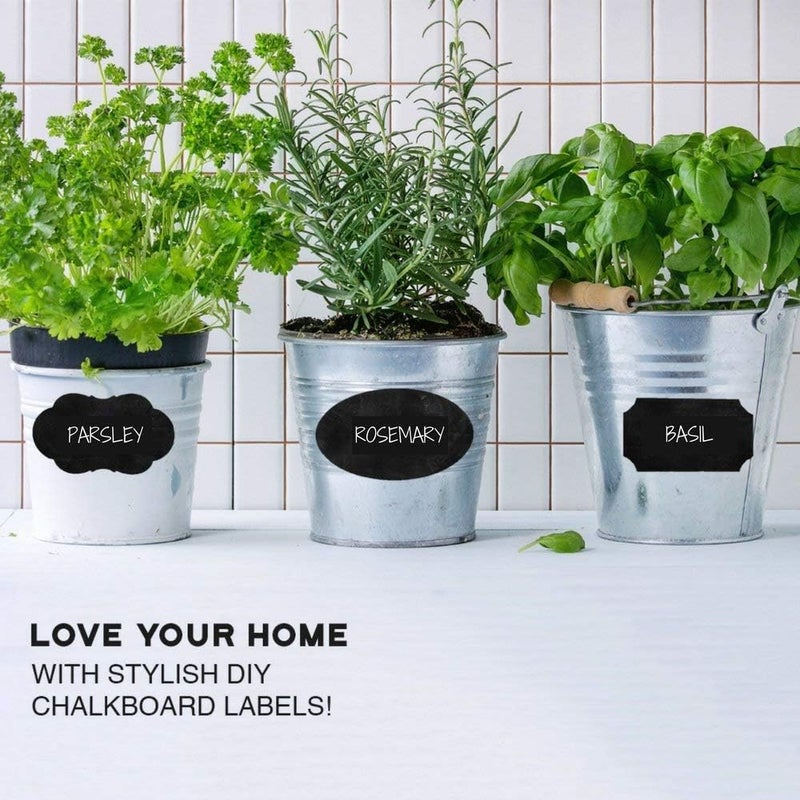 SHOWAY Reusable & Waterproof Chalkboard Labels Pantry And Storage Blackboard Stickers For Glass, Cups, Containers, Canisters With 1 White Chalk Mark, Office And Kitchen Organizer, 180Pcs/Roll 1 - Image 3