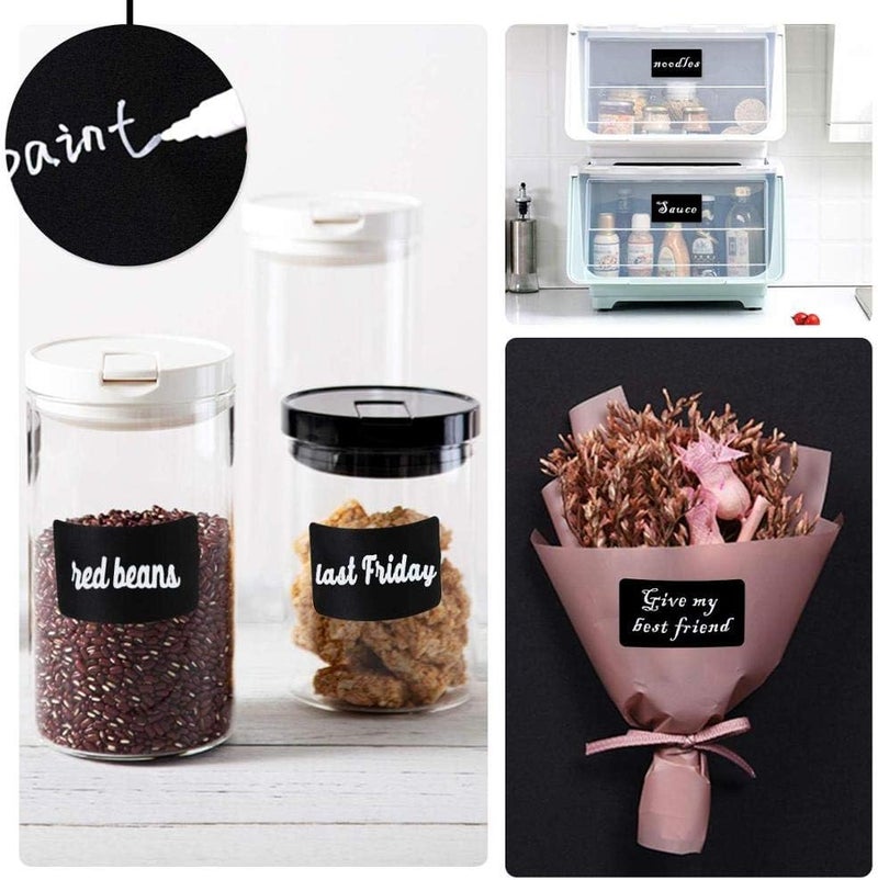 SHOWAY Reusable & Waterproof Chalkboard Labels Pantry And Storage Blackboard Stickers For Glass, Cups, Containers, Canisters With 1 White Chalk Mark, Office And Kitchen Organizer, 180Pcs/Roll 1 - Image 2