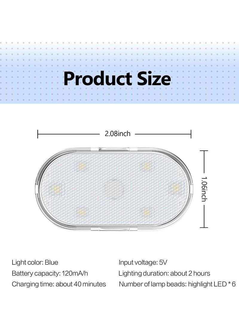 MUNTAQI Car LED Lights, Interior Portable Small Incar LED Touch Lights with 6 Bright LED Lamp Beads, USB Rechargeable Lighting Light Car Emergency Light (Blue Light) - Image 2