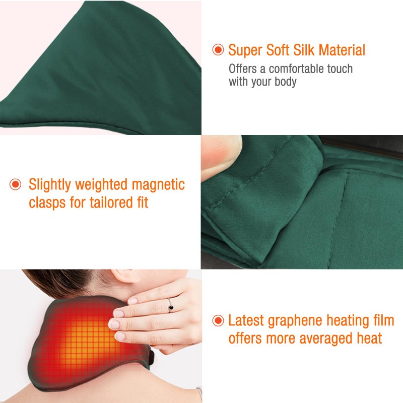 ARRIS Neck Heating Pad, ARRIS Small Portable Heated Neck Wrap with Adjustable Time and Temperature Control, USB Powered Neck Pain Relief, Stiffness Relief or Postoperative Recovery Green - Image 2
