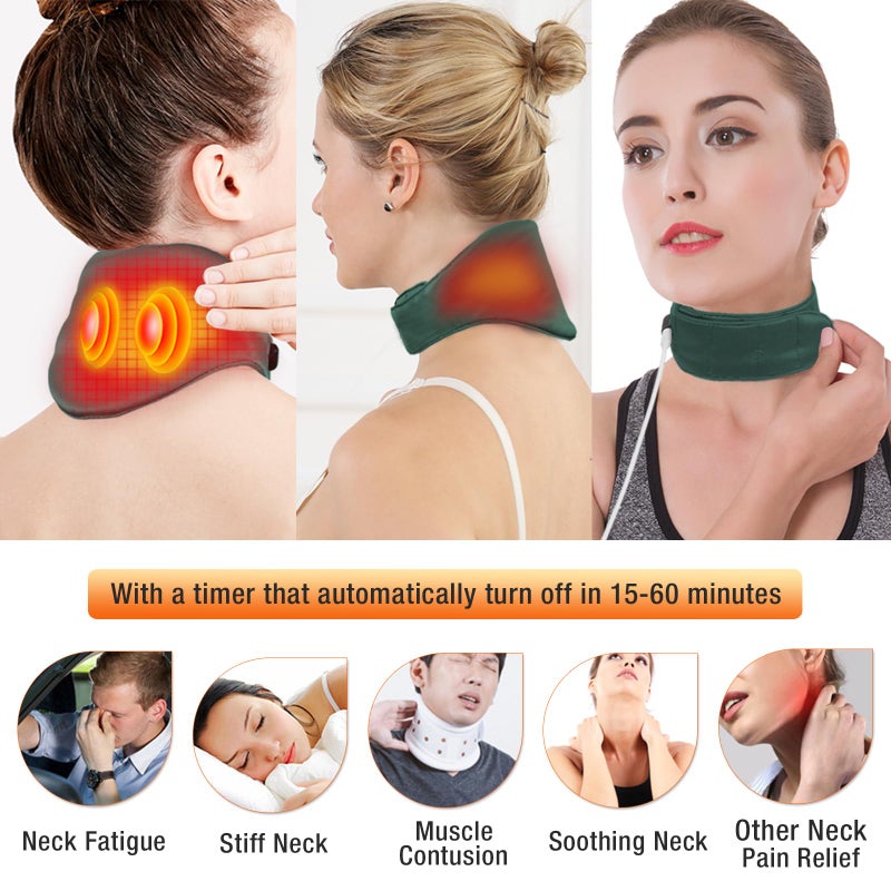 ARRIS Neck Heating Pad, ARRIS Small Portable Heated Neck Wrap with Adjustable Time and Temperature Control, USB Powered Neck Pain Relief, Stiffness Relief or Postoperative Recovery Green - Image 4