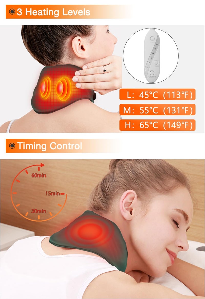 ARRIS Neck Heating Pad, ARRIS Small Portable Heated Neck Wrap with Adjustable Time and Temperature Control, USB Powered Neck Pain Relief, Stiffness Relief or Postoperative Recovery Green - Image 3