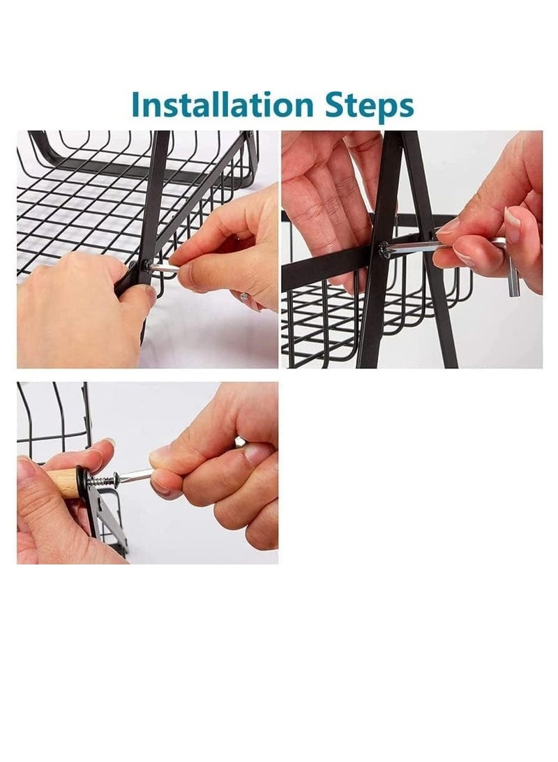 ECVV 3-Layer Countertop Fruit Basket Storage, Vegetable Rack Bread Display Stand for Kitchen, Black - Image 3