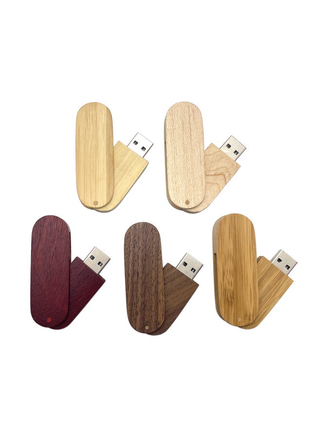 Bamboo Wood U Disk 16g32g Rotating Bamboo Wood U Disk Laser Carved LOGO Ebony Maple Walnut Material-Color:Rosewood USB Flash Disk + Box-Capacity:16GB - Image 2