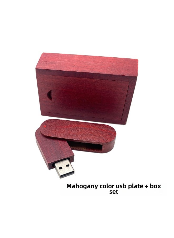 Bamboo Wood U Disk 16g32g Rotating Bamboo Wood U Disk Laser Carved LOGO Ebony Maple Walnut Material-Color:Rosewood USB Flash Disk + Box-Capacity:16GB - Image 1
