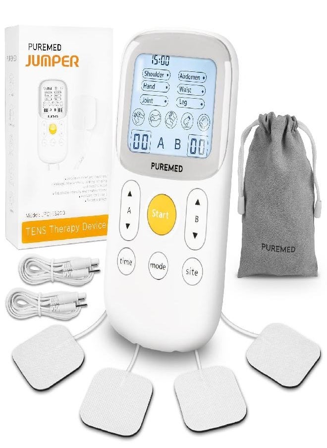 jumper - JUMPER Dual Channel Tens Machine Therapy Device for Pain Management with 5 Massage Programs, 6 Pain Modes for 2 Users, Automatic Alarm and Shutdown, TENS Machine for Pain Relief - Image 1