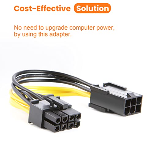 CableCreation كابل كابل كريشن 6-دبوس إلى 8-دبوس محول طاقة PCIe - عبوة 2، 4 بوصات / 10 سم - Image 2