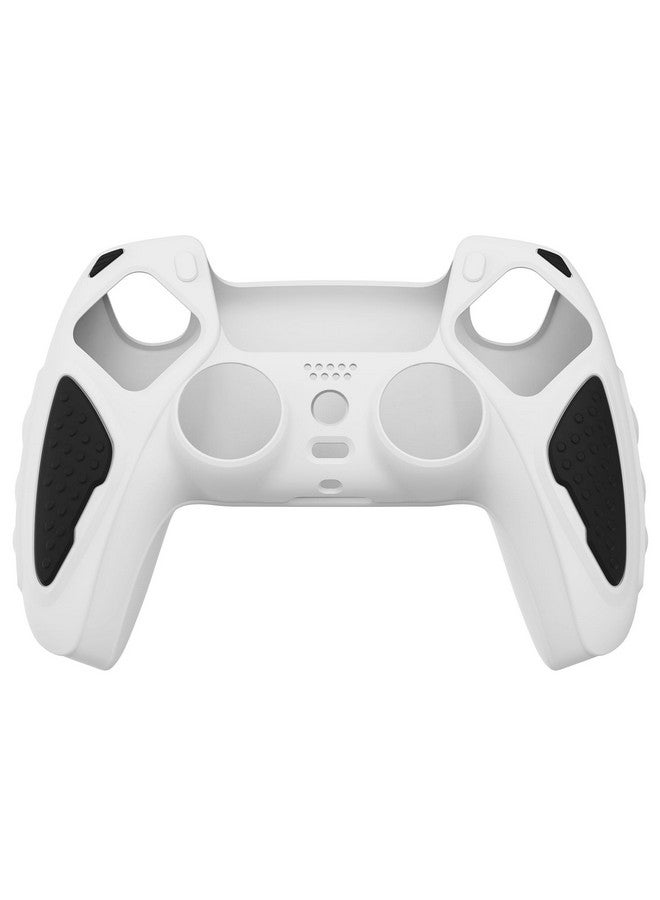 playvital Knight Edition White & Black Two Tone Anti Slip Silicone Cover Skin For Ps5 Controller, Soft Rubber Case For Ps5 Wireless Controller With Thumb Grip Caps - Image 2