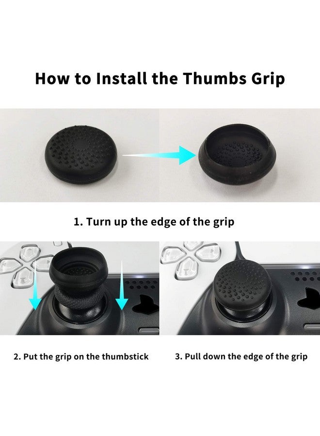 playvital Knight Edition White & Black Two Tone Anti Slip Silicone Cover Skin For Ps5 Controller, Soft Rubber Case For Ps5 Wireless Controller With Thumb Grip Caps - Image 4