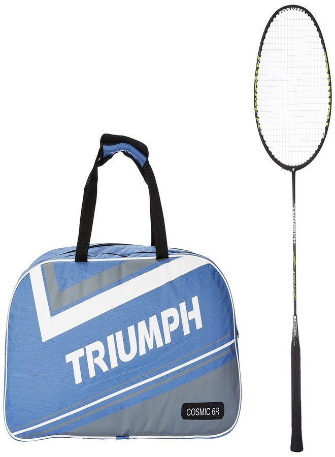 ترايامف مضرب تنس الريشة Triumph Virtue Graphite خفيف الوزن مع أوتار، وحقيبة Cosmic-6R ذات حجرتين، لون سماوي/رمادي - Image 2