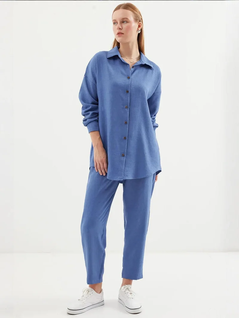 BIG DART BDART Linen Blend Long Sleeve Shirt and Pants Co-ord Set