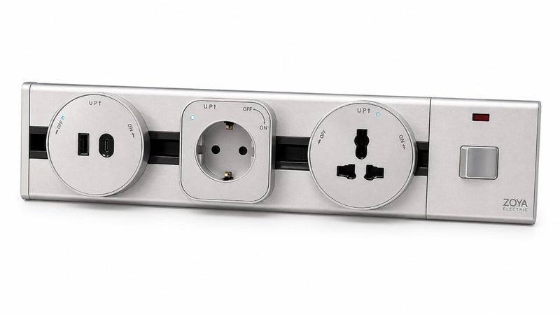 عود تراك سوكت فضي 40 سم بمفتاح مع بريزة سوكيت انجليزي و مجوفة ومدخل سوكيت type-c و usb