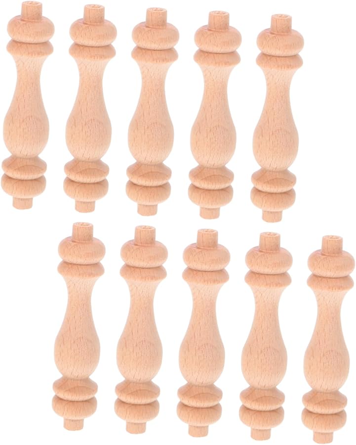 Vintage Style Hardwood Roman Pillar Baluster Spindles 10pcs for Staircase Railing Home Decor - Image 2