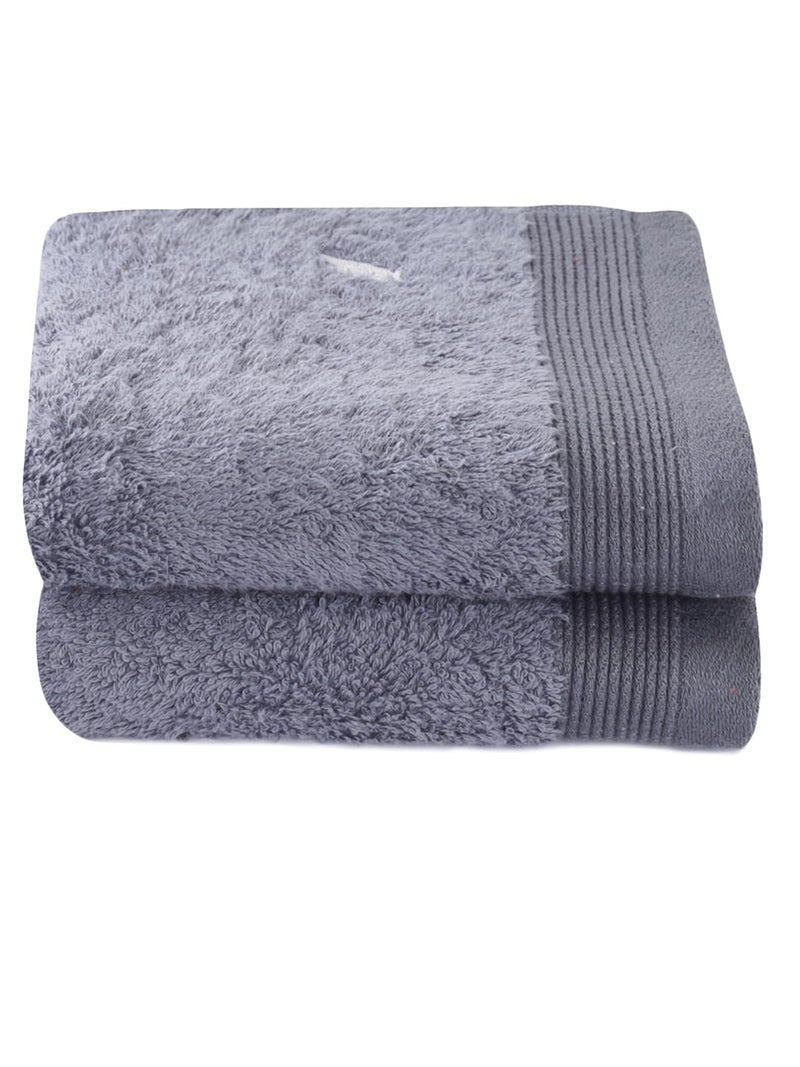 maspar 100% Cotton Embedded Stripe Hand Towel, Set of 2, 40 x 70 cm, Grey - Image 2