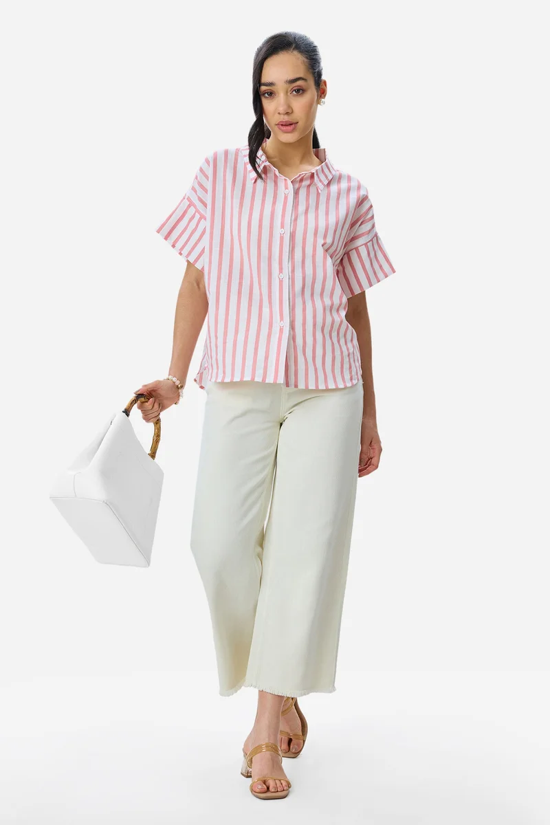 فيرجيو Stripes Cotton Relaxed Fit Shirt for Women