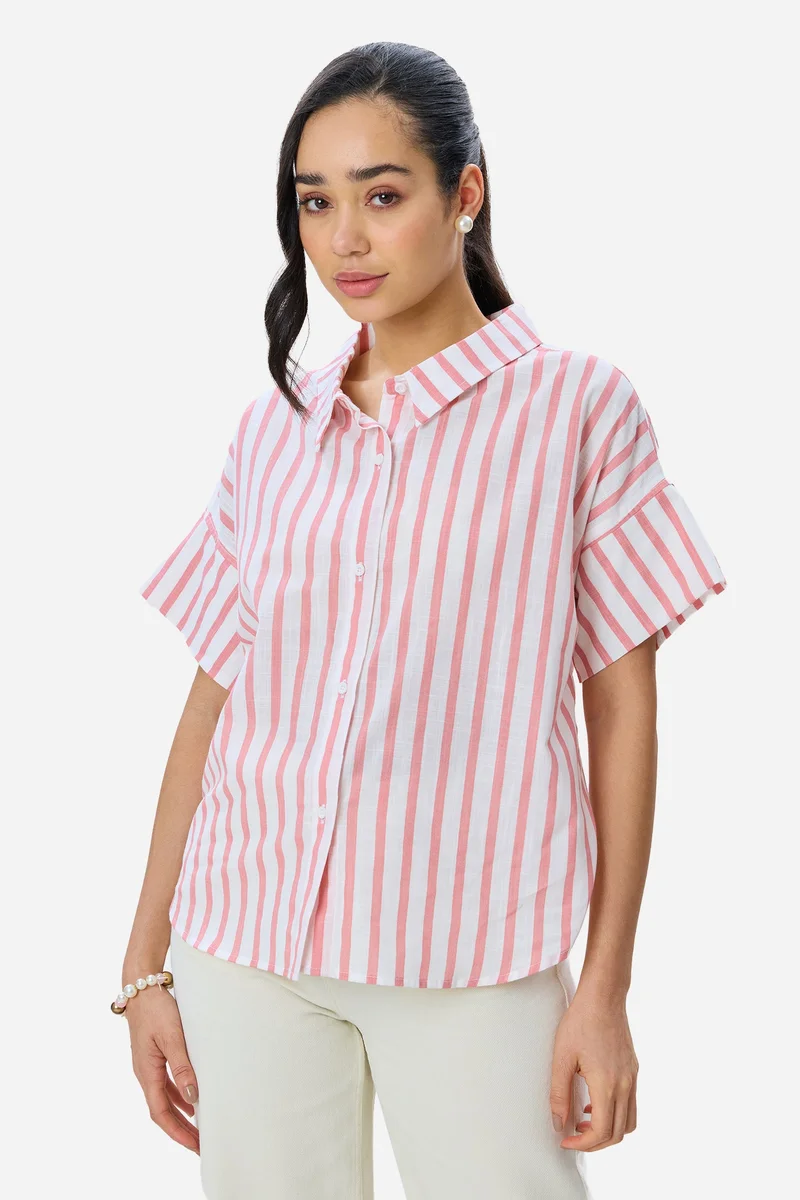 فيرجيو Stripes Cotton Relaxed Fit Shirt for Women