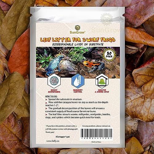 SunGrow Dwarf Frog Mini Catappa Leaves (50 Pc) - Tannin Helps Remove Ammonia, Lower pH - Leaf Litter Indian Almond Leaves, Aquarium Water Treatment, Decor Accessories - Image 5