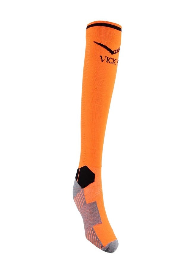 Vicky Transform Star junior Knee High Stockings Micro Polyester Spandex Elastane Cotton Nylon Footbed with Cooling Zone Suitable for Both Men  Women- Neon Orange - Image 3
