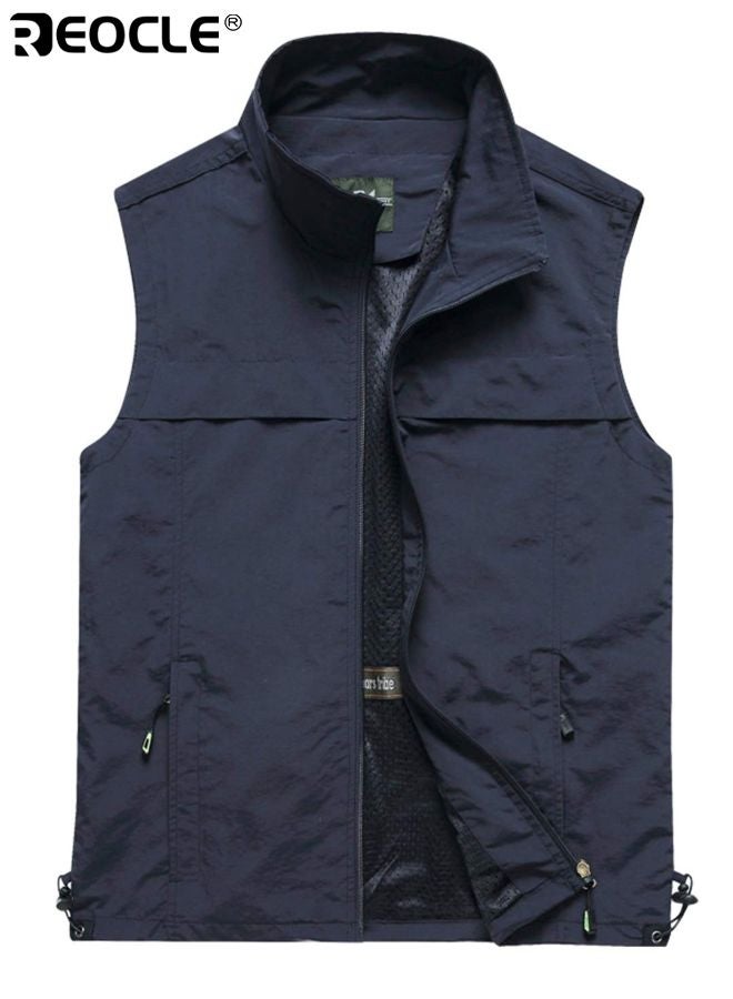 REOCLE Men's Lightweight Utility Vest with Multi-Pocket Design and Durable Construction Outdoor Cargo Vest with Versatile Storage for Hiking Fishing Camping Adventures - Image 5