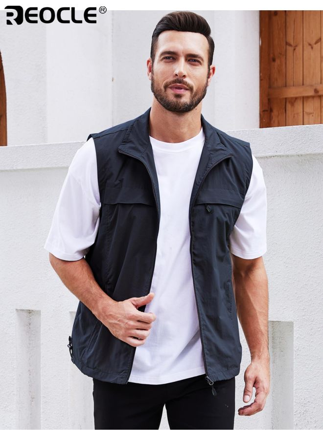 REOCLE Men's Lightweight Utility Vest with Multi-Pocket Design and Durable Construction Outdoor Cargo Vest with Versatile Storage for Hiking Fishing Camping Adventures - Image 1