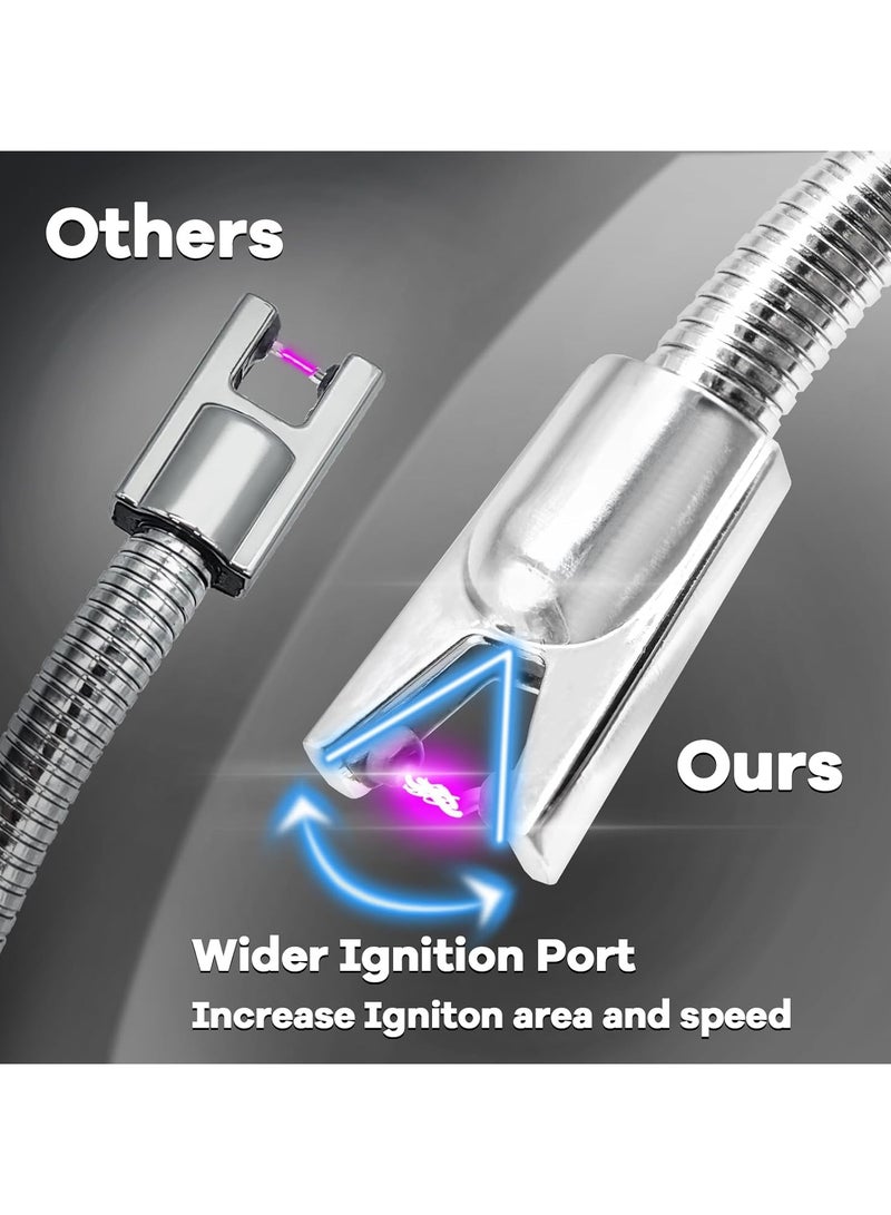 ولاعة كهربائية USB نوع سي قابلة لإعادة الشحن، ولاعة بلازما قوس بدون لهب، ولاعة طويلة مع شاشة LED ذكية للبطارية، مثالية للتخييم والطبخ والاستخدام المنزلي - 4 قطع ( اسود و احمر و ازرق و زهبي) - Image 2