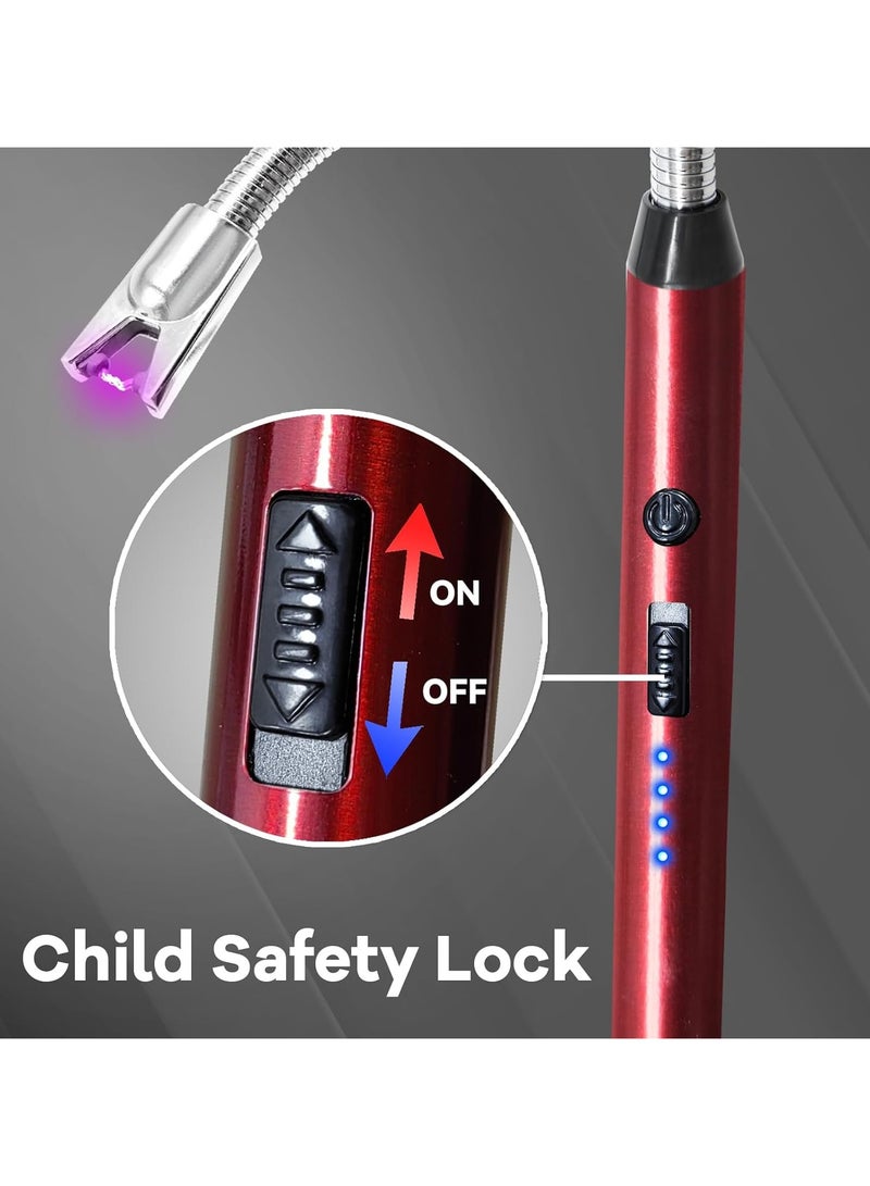 ولاعة كهربائية USB نوع سي قابلة لإعادة الشحن، ولاعة بلازما قوس بدون لهب، ولاعة طويلة مع شاشة LED ذكية للبطارية، مثالية للتخييم والطبخ والاستخدام المنزلي - 4 قطع ( اسود و احمر و ازرق و زهبي) - Image 5