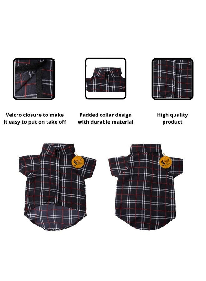 سايج سكوير قميص كلاب مطبوع عليه عبارات مجنونة، قميص كلاب رائج، ناعم للغاية وخفيف الوزن، ملابس كلاب مريحة وجيدة التهوية، ملابس عصرية (مقاس كبير جدًا - 30 بوصة) (مطبوع عليه نقشة مربعات باللون الأسود) - Image 4