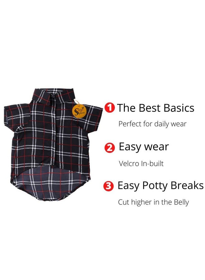 سايج سكوير قميص كلاب مطبوع عليه عبارات مجنونة، قميص كلاب رائج، ناعم للغاية وخفيف الوزن، ملابس كلاب مريحة وجيدة التهوية، ملابس عصرية (مقاس كبير جدًا - 30 بوصة) (مطبوع عليه نقشة مربعات باللون الأسود) - Image 5