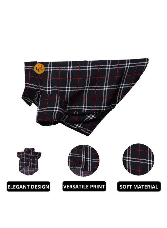 سايج سكوير قميص كلاب مطبوع عليه عبارات مجنونة، قميص كلاب رائج، ناعم للغاية وخفيف الوزن، ملابس كلاب مريحة وجيدة التهوية، ملابس عصرية (مقاس كبير جدًا - 30 بوصة) (مطبوع عليه نقشة مربعات باللون الأسود) - Image 2