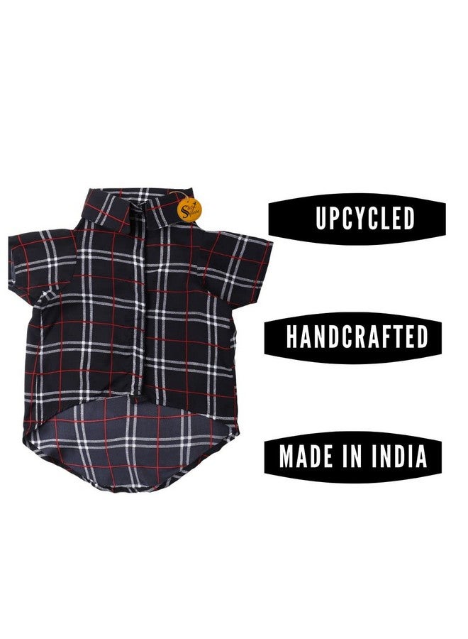 سايج سكوير قميص كلاب مطبوع عليه عبارات مجنونة، قميص كلاب رائج، ناعم للغاية وخفيف الوزن، ملابس كلاب مريحة وجيدة التهوية، ملابس عصرية (مقاس كبير جدًا - 30 بوصة) (مطبوع عليه نقشة مربعات باللون الأسود) - Image 3