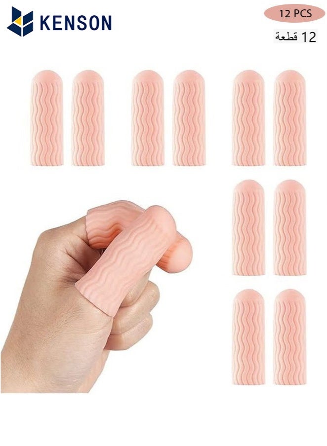 KENSON 12 PCS Finger Cots - Finger Protectors Gel Finger Gloves Covers Fingertip Sleeves Guards for Cracked Skin, Trigger Finger and More, Large Size - Image 1