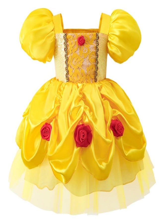 CinheyU Baby Girls Halloween Costume Belle Princess Birthday Party Midi Dresses Christmas Pageant Dance Gown - Image 2