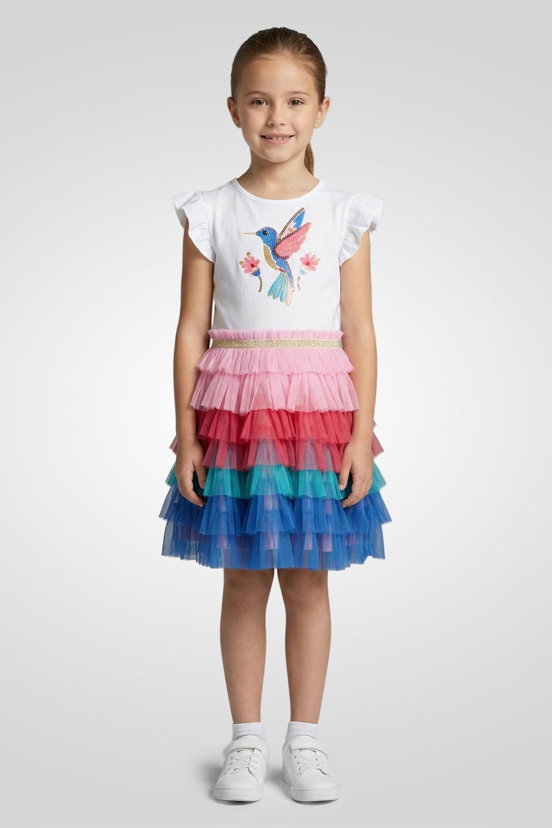 MISS Kids Girl Textured Dress, Multicolor - Image 1