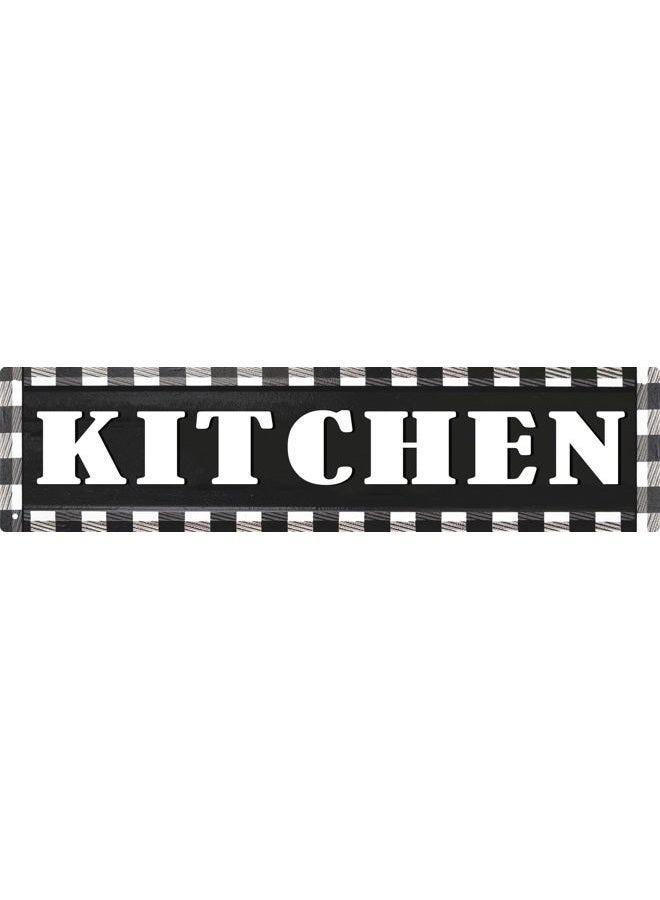 CSWLJS Rustic Metal Tin Signs Kitchen Sign Buffalo Plaid Wall Decor Rustic Wall Sign Black and White Vintage Farmhouse Kitchen Decor for Home Kitchen Pantry Dining Room Restaurant Coffee Shop 4x16 Inch - Image 1